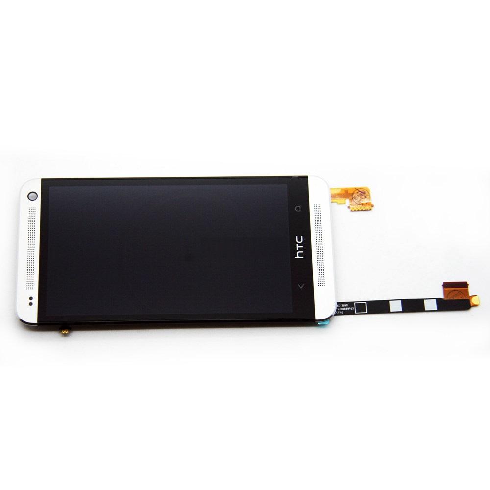 HTC One M7 LCD and Digitizer Touch Screen Assembly with Frame [Silver]